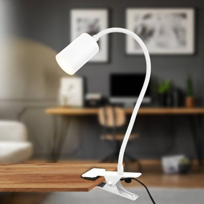 BRILONER Fleks – Bureaulamp – klemlamp – kantelbaar & klemmbaar – klemspot met warm wit licht – 3.5W – wit – 40x10x6cm