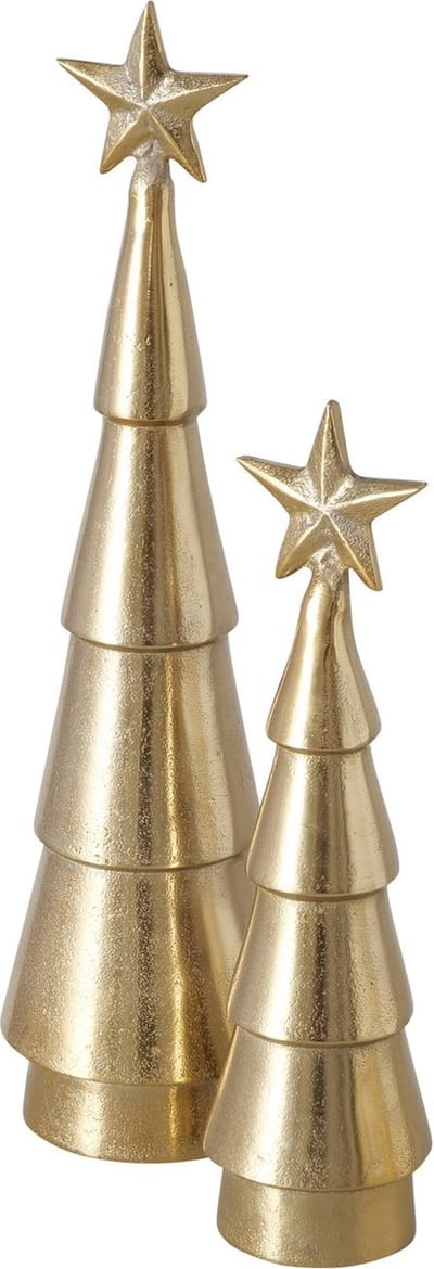 Prachtige set goudkleurige metalen kerstbomen 36cm aluminium