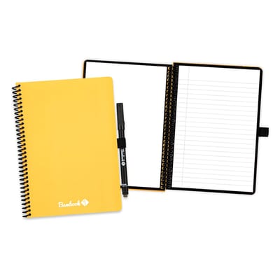Bambook Colourful uitwisbaar notitieboek - Geel - A5 - Pagina's: Blanco & Gelinieerd - Duurzaam, herbruikbaar whiteboard schrift - Met 1 gratis stift