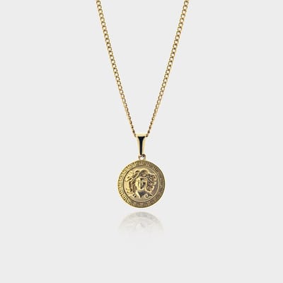 Medusa Hanger Ketting - Gouden Ketting - 50 cm lang - Ketting Heren met Hanger - Griekse Mythen - Olympus Jewelry