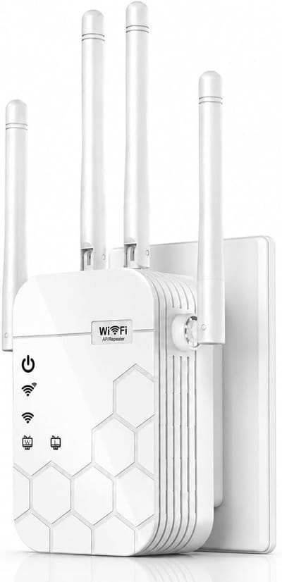 Wifi-signaalversterker, 1200 Mbps wifi-extender, wifi-repeater voor thuis, 4x sneller | Bereik tot ca. 1570 m², internetversterker, 5,8 GHz/2,4 GHz wifi-extender met ethernetpoort