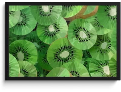 Poster in lijst - Fotolijst 60x40 cm - Posters - Kiwi - Groen - Pitten - Posterlijst zwart - Decoratie - Wanddecoratie woonkamer - Muurdecoratie slaapkamer