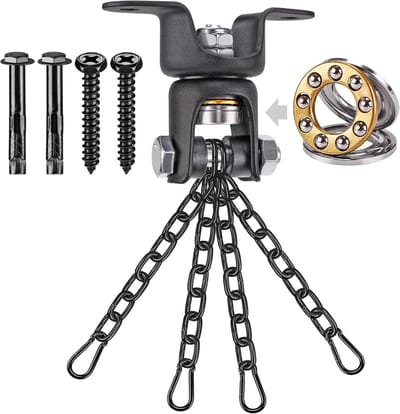 MTTProducts - Heavy Duty Boxing Bag Chain - 800lbs Capaciteit - 360° Rotatie - Perfect voor Thuisgym - Inclusief 4 Kettingen en Cara...