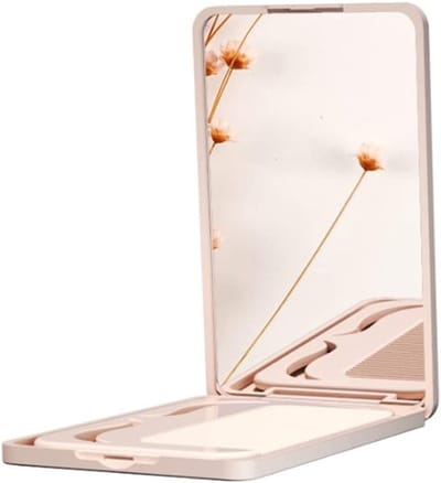 Reisvriendelijke Opvouwbare Makeup Spiegel met Kam voor Handtas of Portemonnee - Perfect voor onderweg en dagelijks gebruik
