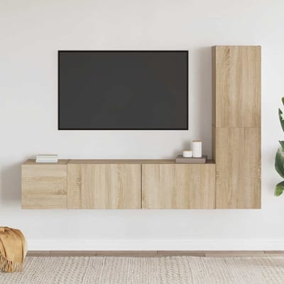 vidaXL - 3-delige - Tv-meubelset - bewerkt - hout - sonoma - eikenkleurig
