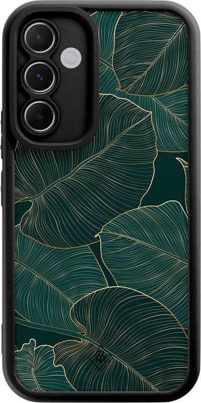Casimoda® hoesje - Geschikt voor Samsung Galaxy A55 - Monstera Leaves - Zwart TPU Backcover - Planten - Groen
