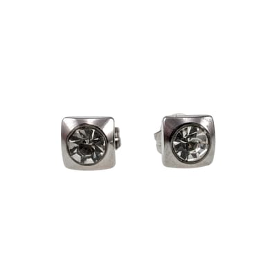6mm Vierkante Oorbellen Unisex - Gepolijst RVS - Vierkante Oorknoppen met Zirkoniasteen - Dames - Heren
