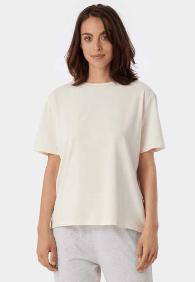 SCHIESSER Mix+Relax T-shirt - dames shirt korte mouwen cremekleurig