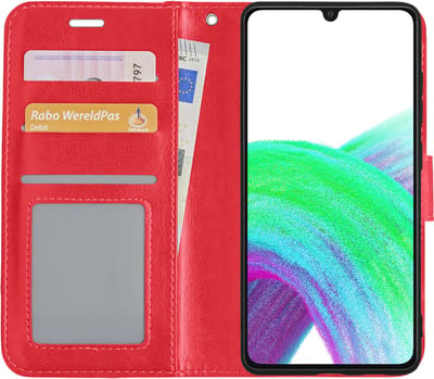 Hoes - Met Pasjeshouder - Geschikt voor Samsung Galaxy A33 - Luxe Bookcase Portemonee - Flip Case - Kunstleer Book Case - Flipcase - Book Cover - Walletcase - PortemonneeHoes - Rood
