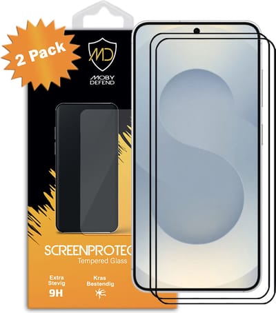 2-Pack MobyDefend Screenprotectors - Geschikt voor Samsung Galaxy S25 - Screensavers Met Zwarte Randen - Gehard Glas