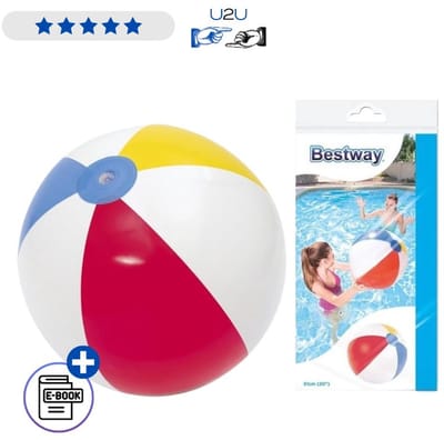 Bestway Opblaasbare Strandbal 31021 51 cm - Kinder Speelbal Voor Zwembad Strand En Waterpret - PVC Beach Ball Met Kleurrijk Design Voor Buiten Speelgoed 2 jaar Met Ebook