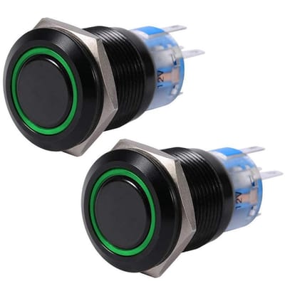 Waterdichte Metalen LED Drukknop Zelfvergrendelend 19mm Set van 2