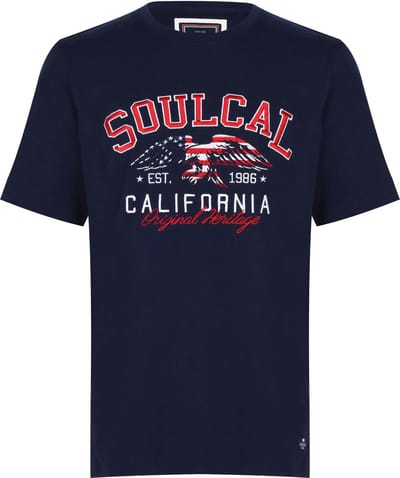 SoulCal - T-Shirt - Logo shirt - Heren - Donker blauw - XL