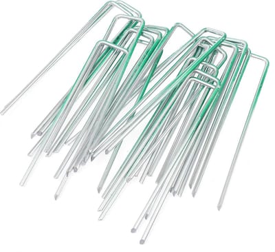 Stalen tuin nietjes voor grondbevestiging - 100-pack