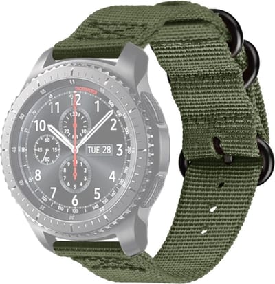 Nylon bandje - geschikt voor Garmin Vivoactive 4 / Venu 2 / Venu 3 / Forerunner 255 / 265 - legergroen
