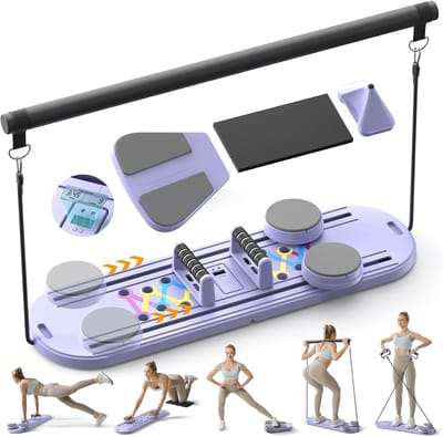 Pilates Board – Opvouwbare Pilates Reformer Set – 8-in-1 Buikspiertrainer – Weerstandsbanden – Core Trainer – Full Body Home Workout