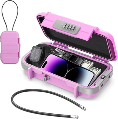 AMA® Telefoonkluis - Draagbare Kluis - Focusbox - Roze - 24x14x6cm
