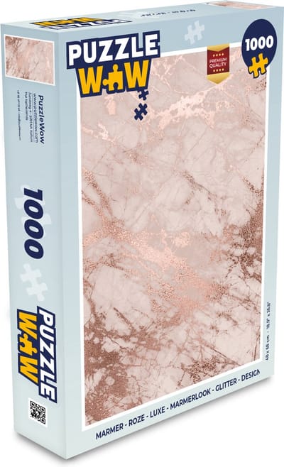 Puzzel Marmer - Roze - Luxe - Marmerlook - Glitter - Design - Legpuzzel - Puzzel 1000 stukjes volwassenen