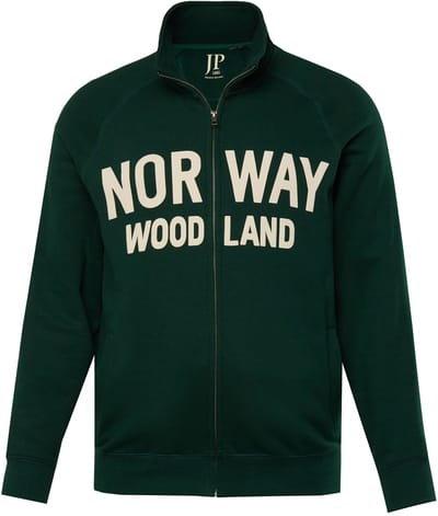 JP 1880 - Heren - Sweatvest opstaande kraag print - Donkergroen - Maat XXL