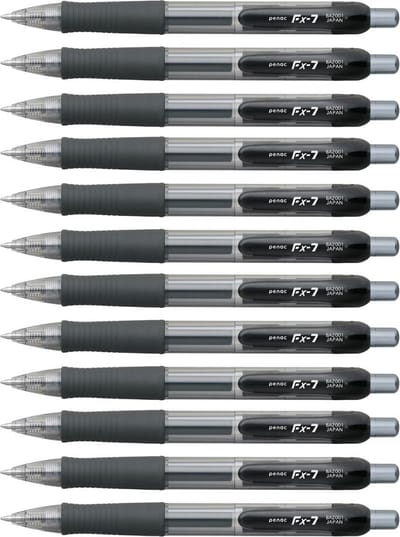 Penac Gelpen - FX-7 - Zwart - 0.7 mm - Zwarte Inkt Gelpen - 12 stuks