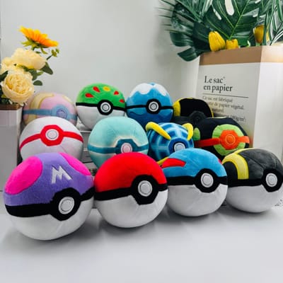1 st/partij 12 cm Schattige anime Poke Ball Pluche Speelgoed Sleutelhanger hangers Friend Ball Cadeaus Voor Jongens Meisjes