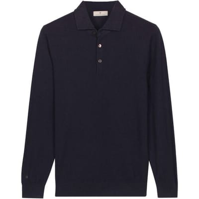 Thomas Maine Trui Solid Color Half Milano Knit Navy / male