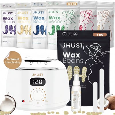 JHust® Professionele Wax Apparaat - Wax Verwarmer - Wax Beans - Wit + Extra 1KG Wax Bonen - Ontharing Set