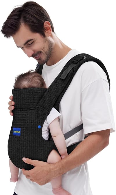 Verstelbare Draagzak voor Pasgeborenen - Zachte, Ademend Zwarte Draagzak voor Baby's (3-25 kg)