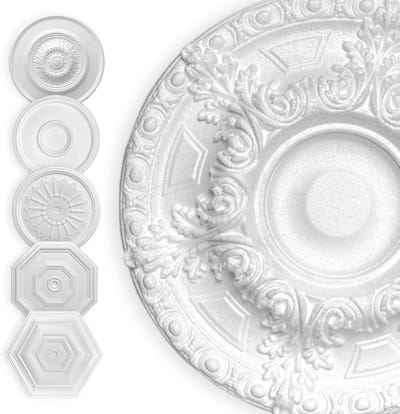 Stucrozet van piepschuim voor plafond en muur - ronde en hoekige decoraties