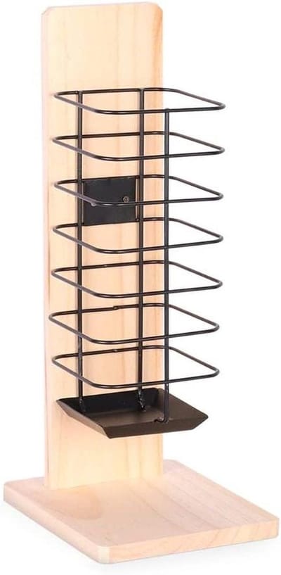 Hooiruif Knaagdier - Hooi Dispenser - Tandverzorging Stimuleren - Hout met Metaal - 14 x 18 x 37 cm - Zwart