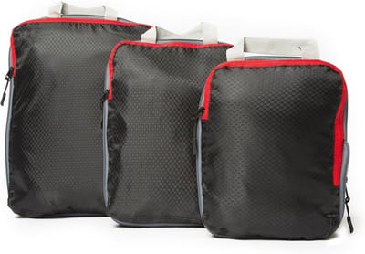 Famanu – Packtassenset met compressie - 3-delige premium koffer organizers voor perfect georganiseerde bagage - ultralicht - zwart