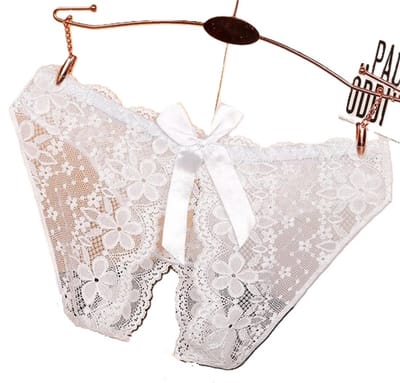 Erotische String Met Open Kruis & Strikje Sexy Slip/ Slipje I Sexy String I Erotisch Ondergoed I One Size I Wit