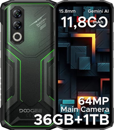 DOOGEE Blade 20 Max 4G - Robuuste Smartphone - Robuuste Telefoon - 36GB RAM + 1TB ROM /2TB TF - Helio G100 - 11800 mAh/ 33 W - 6,6 inch + 120 Hz - 3 kaartsleuven - 20MP Nachtzicht - Face ID - IP68 - Groen