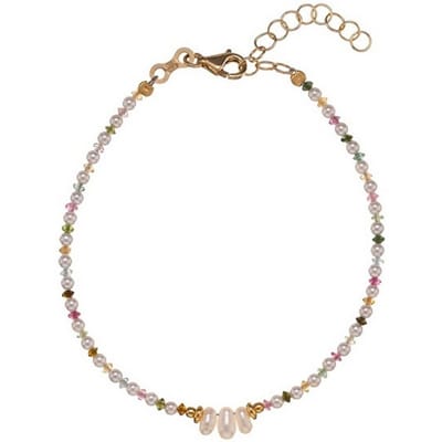 ALISIA AL4659.01.000 GOLD-PLATED ARMBAND MET TOERMALIJN KRALEN EN PARELS 1 STUK