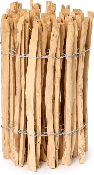 Garronda Tuinafscheiding met palen - 60 cm x 5 m - Hekwerk voor perken - Insteekhek - Rolborder - Houten Hek - Latafstand 3-5 cm – GD-MIS-Rollborder500