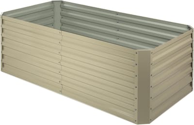 Blumfeldt Plantenbak metalen verhoogd bed, Weerbestendig plaatstalen verhoogd bed voor balkon & tuin, Roestvrij stalen verhoogd bed, Vrijstaande verhoogde bedden 180x90x60 cm, 970L groot voor bloemen, fruit, groenten - Kweekbak - voor Tuin - Zilver