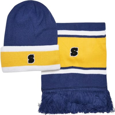 Urban Classics - College Team Package Muts & Sjaal Set - Blauw/Geel