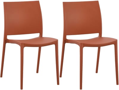 CLP Meton Set van 2 Tuinstoelen - Stapelbaar - Onderhoudsvriendelijk - Weerbestendig - terracotta