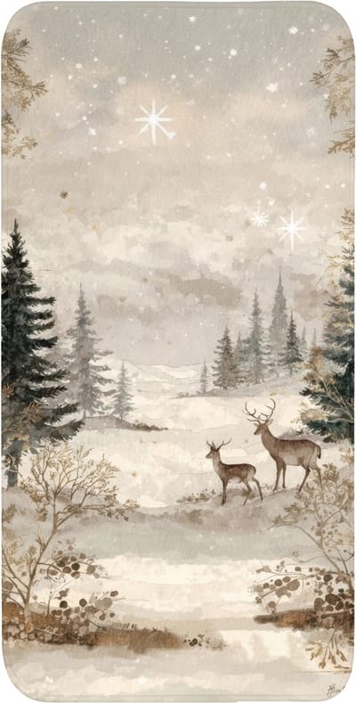 WC mat 60x120 cm - Antislip - Bos - Herten - Winter - Sneeuw - Toiletmat - Vloermat - Douchemat - Toilet tapijt - Toiletmatten