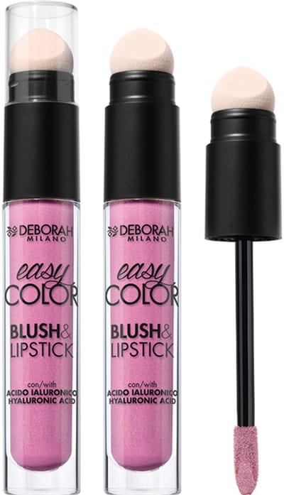 Deborah Milano Easy Color Blush & Lipstick – Kleur 05 Rose Glow - 2-in-1 Lippenstift & Blush – Crème, Hydraterende Textuur – Natuurlijke, Frisse Glow – Blendbaar & Opbouwbare Kleur – Voor Lippen en Wangen – Makkelijk in Gebruik voor On-the-Go Make-up