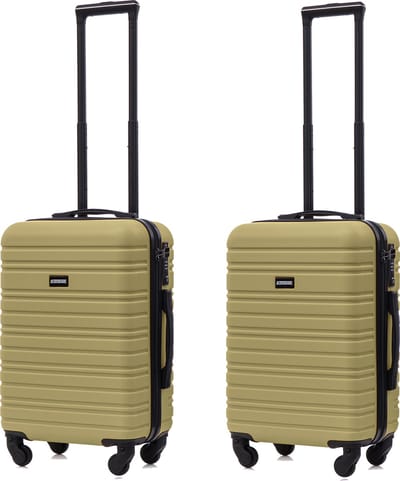 BlockTravel® Kofferset 2 Delig - Koffer met Wielen - Reiskoffer Handbagage - Handbagage Trolley - Valies Set - 39 Liter - Inbouw TSA Slot - Afneembare 360º Wielen - Lichtgewicht ABS - Olijf Groen