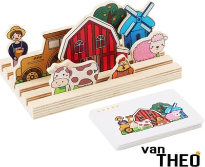 van Theo® Diepte Puzzel - de Boerderij - Houten Puzzel - Speelgoed 3 jaar