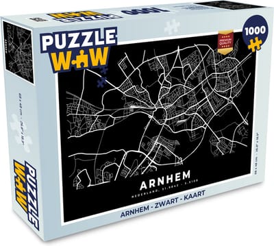 Puzzel Arnhem - Zwart - Kaart - Legpuzzel - Puzzel 1000 stukjes volwassenen