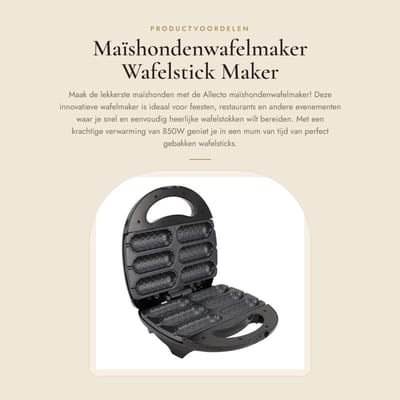 Dailygoods- Wafelmaker 850W Snelle Verwarming - Maïshondenwafelmaker - Anti-aanbak - Eenvoudig Schoon te Maken - Hotdog Machine - Commercieel Gebruik - Wafelijzer