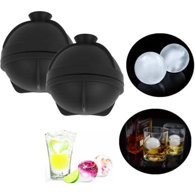 Moule Rond en Silicone pour Faire des Boules de Glace Moule Plateau à Glaçons pour Whisky Cocktails Gadgets de Cuisine black