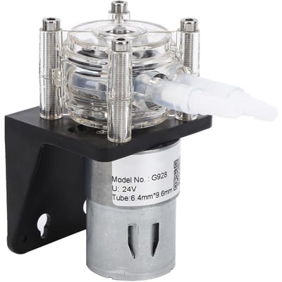 Pompe péristaltique Haute Qualité Grand Débit Résistante à la Corrosion avec Tête en PC Transparent 500 ml/min 24V gray