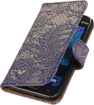 Bloem Bookstyle Hoesje - Wallet Case Telefoonhoesjes - Geschikt voor Samsung Galaxy J1 J100F Blauw