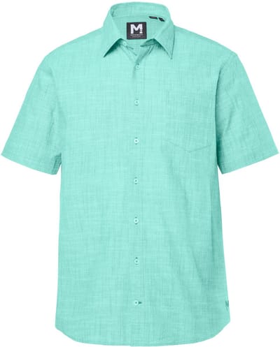 Men Plus - Heren - overhemd korte mouwen kentkraag linnenlook Comfort Fit - Blauwgroen - Maat 4XL