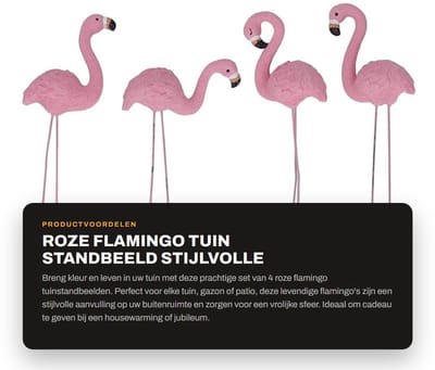 Dailygoods- Flamingo Tuinstandbeeld 4 Stuks - Roze Tuinbeelden - Tuindecoratie Buiten - Multifunctioneel - Stijlvol Uiterlijk - Duurzaam Materiaal