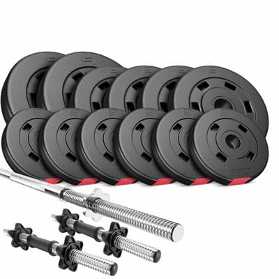 Hop-Sport Kunststof – Halterset – 38 kg – 1 lange halterstang en 2 dumbbellstangen – 30 mm